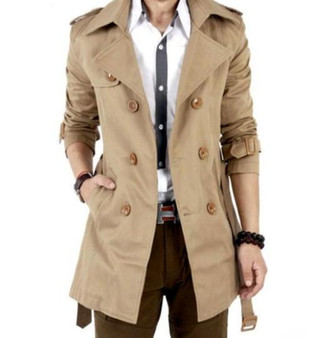Mens Classic Double Breasted Trench Coat