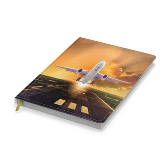 Amazing Departing Aircraft Sunset & Clouds Behind Designed Notebooks