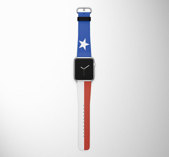 Chile Flag Designed Leather Apple Watch Straps