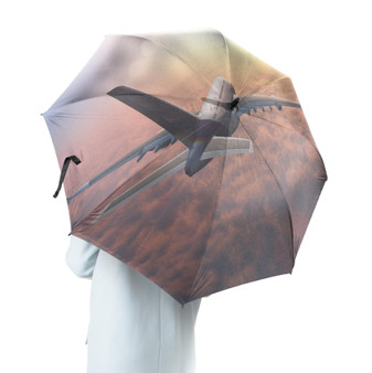 Super Cruising Airbus A380 over Clouds Designed Umbrella