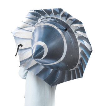 Blue Toned Super Jet Engine Blades Closeup Designed Umbrella