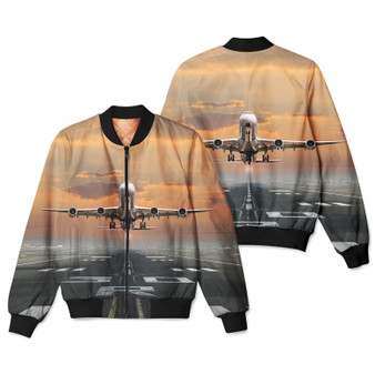 Aircraft Departing from RW30 Designed 3D Pilot Bomber Jackets