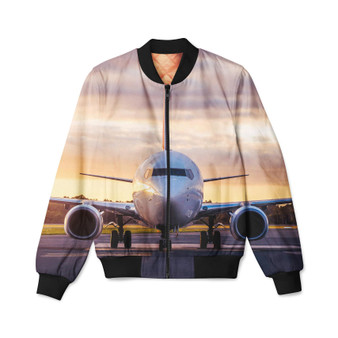 Face to Face with Boeing 737-800 During Sunset Designed 3D Pilot Bomber Jackets