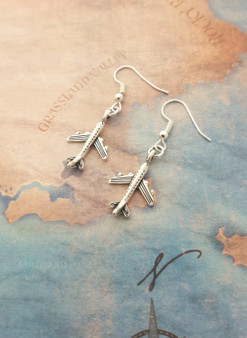 Long Style Airplane Shape Designed Earring