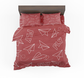 Paper Airplane & Fly (Red) Designed Bedding Sets