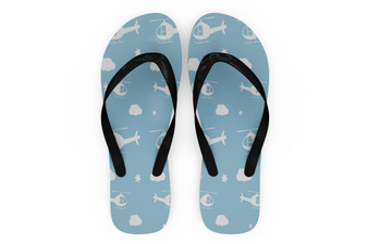 Helicopters & Clouds Designed Slippers (Flip Flops)