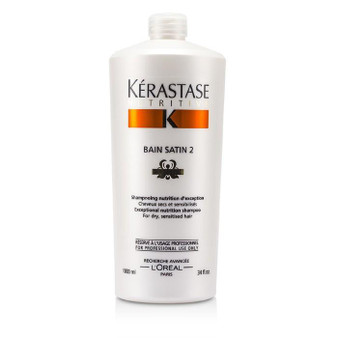 Kerastase Nutritive Bain Satin 2 Complete Nutrition Shampoo (For Dry & Sensitised Hair) - 1000ml-34oz