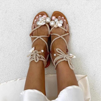 Beads Pearl Shells Sandals