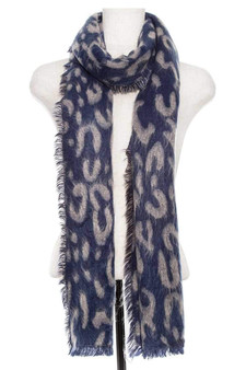 Animal print oblong fringe scarf