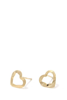 Hammered Heart Shape Stud Earring