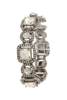 Square shape rhinestone stretch bracelet