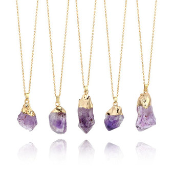 Natural Quartz Amethyst Gemstone Pendant Necklace