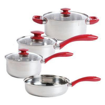 Sb Crawford Ss Cookware Red7pc