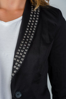Ladies fashion black studded double-button blazer