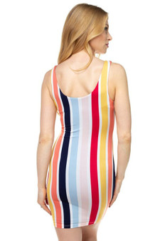 Multi-color Stripe Crepe Dress