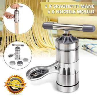 Stainless Steel Manual Pasta Machine Noodle Maker With 5 Pressing Mould Pasta Spaghetti Press Machine Household Pressing Machine