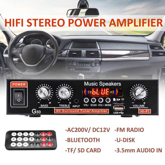 12V HIFI Bluetooth Car Amplifier Speaker Subwoofer FM Radio Stereo Music Speakers Support SD USB MP3 DVD Home Cinema Amplifier