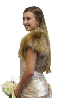 Faux Fur Bolero Jacket Vintage Brown, bridal fur bolero, wedding jacket, faux fur shrug