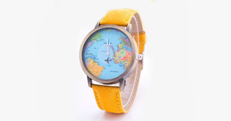 Denim World Map Watch