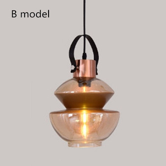Art glass lamp shade pendant light plating amber modern led dining room kitchen decor pendant lamp