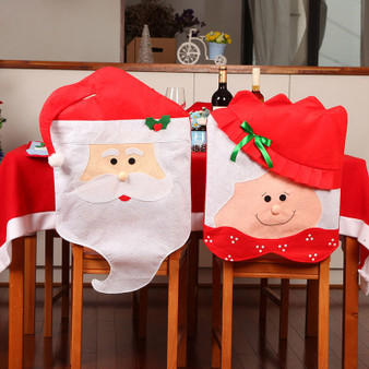 2pcs Christmas Chair Covers Mr & Mrs Santa Claus Christmas Decoration Dining Room Chair Cover Home Party Decor gift