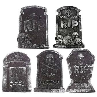 Fake Tombstone Graveyard Spooky Skeleton Foam Plastic Props for Bar Yard Outdoor Halloween Decorative Props Style Random