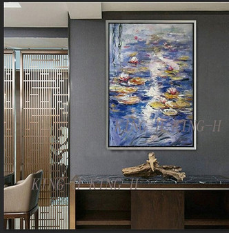 Thick oil original beautiful water lily Claude.Monet reproduction of hand-painted oil painting hotel bedroom wall decoration
