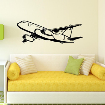 Amazing Silhouette of Airbus A320 Designed Wall Sticker