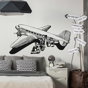 Retro Old Airplane Designed Wall Sticker