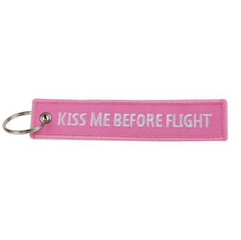 Kiss Me Before Flight (Pink) Designed Key Chains