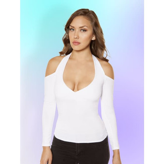 Long-Sleeved Top with Cutout Shoulders