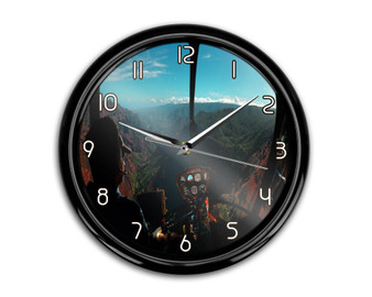 Beautiful Scenary Through Helicopter Cockpit Printed Wall Clocks