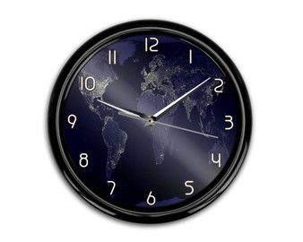 World Map From Space Printed Wall Clocks