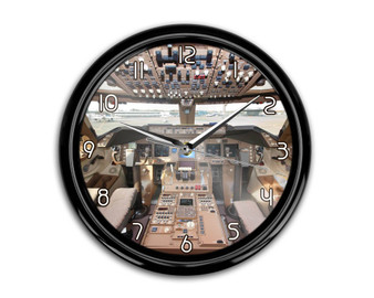 Boeing 747 Cockpit Printed Wall Clocks