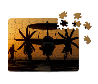 Military Plane at Sunset Printed Puzzles