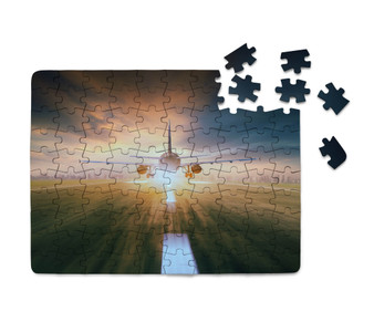 Airplane Flying Over Runway Printed Puzzles