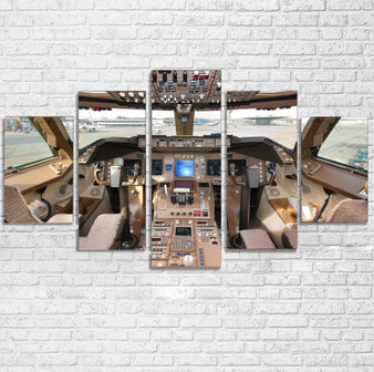 Boeing 747 Cockpit Printed Multiple Canvas Poster