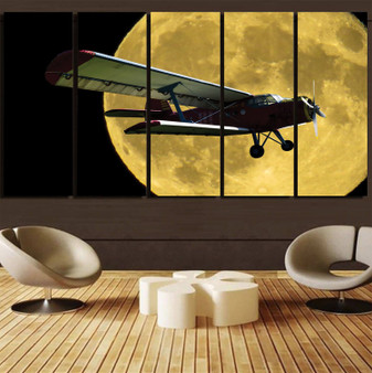 Antonov-2 With Moon Printed Canvas Prints (5 Pieces)