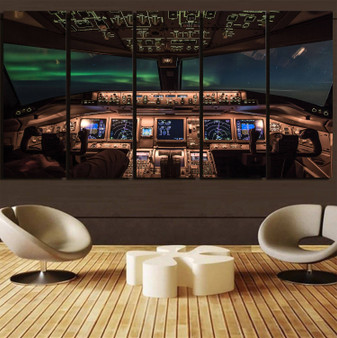 Boeing 777 Cockpit Printed Canvas Prints (5 Pieces)