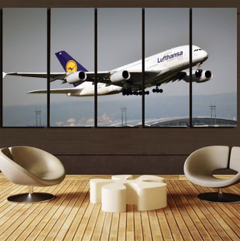 Departing Lufthansa's A380 Printed Canvas Prints (5 Pieces)