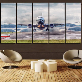 Departing Boeing 737 Printed Canvas Prints (5 Pieces)