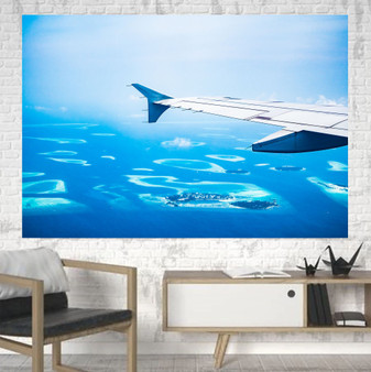 Outstanding View Through Airplane Wing Printed Canvas Posters (1 Piece)