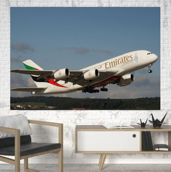 Departing Emirates A380 Printed Canvas Posters (1 Piece)