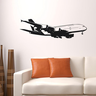 Airbus A380 on Approach from Side Designed Wall Sticker