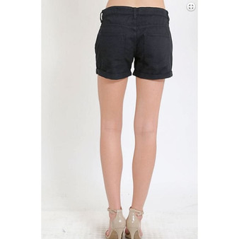 Women's Black Retro Denim Distressed Jean Shorts