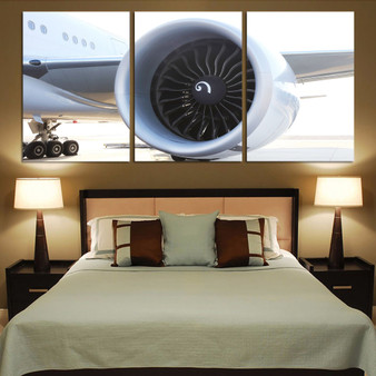 Close Up to Boeing 777 Engine Printed Canvas Posters (3 Pieces)