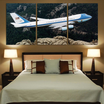 Cruising United States of America Boeing 747 Printed Canvas Posters (3 Pieces)