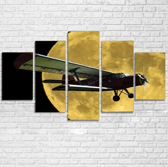 Antonov-2 With Moon Printed Multiple Canvas Poster
