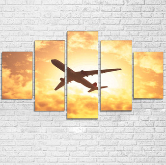 Plane Passing By Printed Multiple Canvas Poster