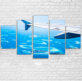 Outstanding View Through Airplane Wing Printed Multiple Canvas Poster